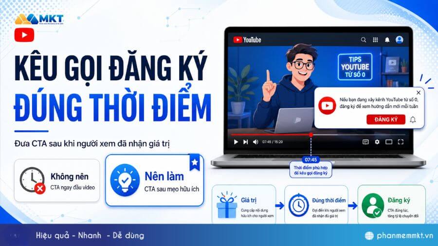 Có nên mua sub YouTube? 7 Bí quyết tăng sub YouTube ít ai biết 8 Kêu gọi đăng ký đúng thời điểm