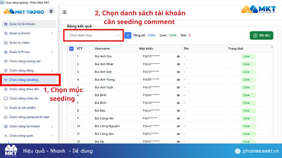 Cách tự động comment TikTok theo từ khóa hàng loạt 2 Chọn tính năng tự động bình luận trên TikPro