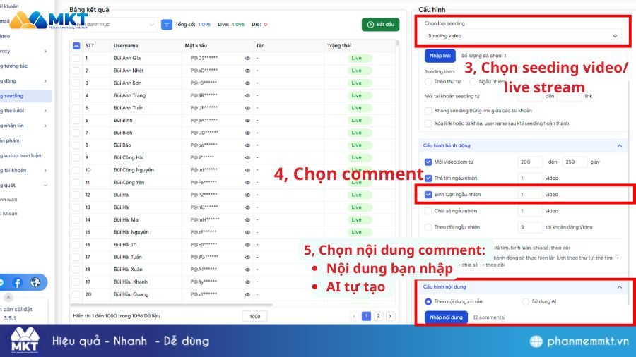 Cách tự động comment TikTok theo từ khóa hàng loạt 3 Cài đặt cấu hình để bắt đầu đi comment