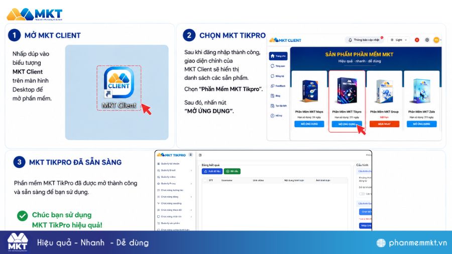 Cách tự động comment TikTok theo từ khóa hàng loạt 1 Truy cập vào phần mềm MKT TikPro