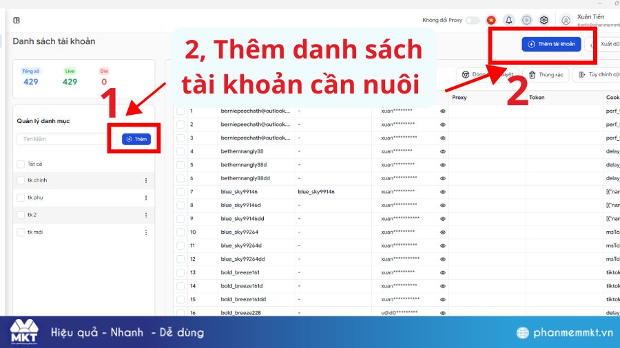 Cách nuôi nick TikTok hàng loạt tự động chỉ trên 1 thiết bị 6 Cách thêm danh sách tài khoản TikTok
