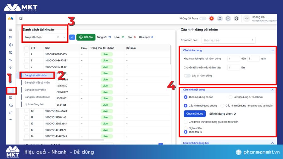 Đăng bài tự động trên group Facebook của MKT Care
