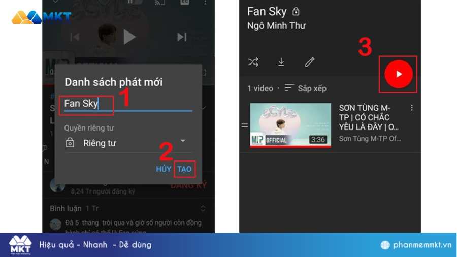 Nhấn nút Play để chạy danh sách phát Cách cày view YouTube
