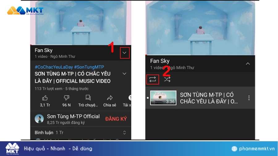 Chọn vào biểu tượng Loop Cách cày view YouTube