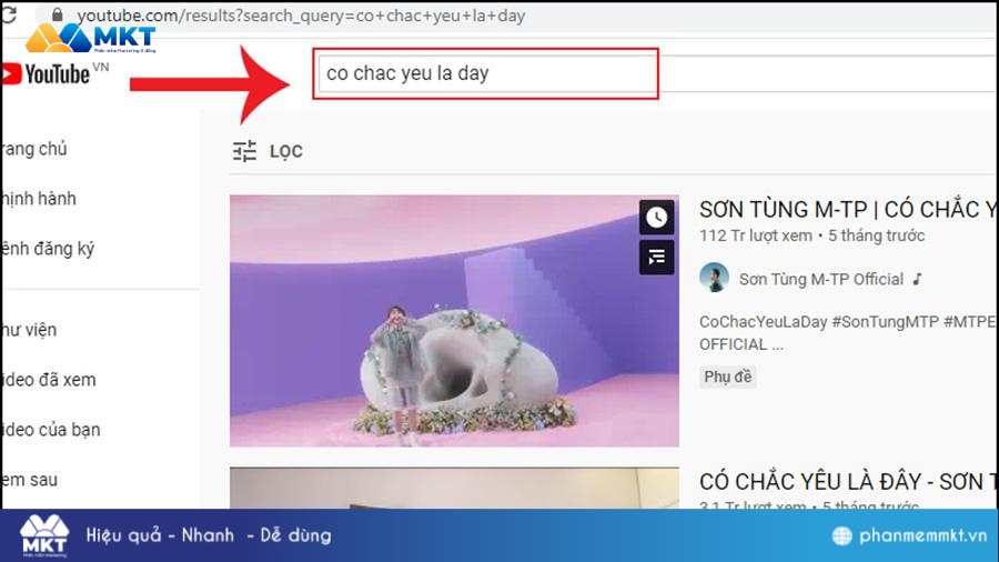 Tìm kiếm video YouTube mà bạn muốn cày view bằng máy tính Cách cày view YouTube