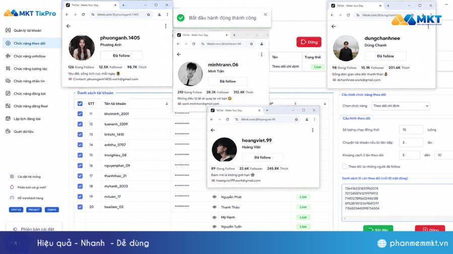 Hướng dẫn 3 bước auto follow TikTok với MKT TikPro 4 Auto Follow TikTok bằng MKT TikPro