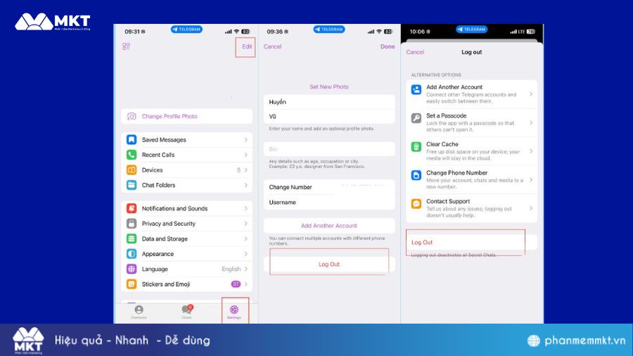 Cách đăng xuất Telegram trên điện thoại