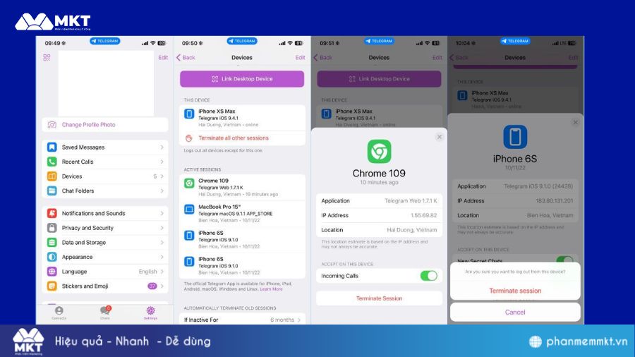 Đăng xuất tài khoản Telegram từ xa trên máy tính