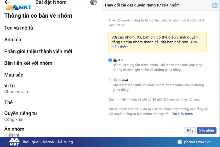 Cách chuyển sang nhóm kín trên Facebook