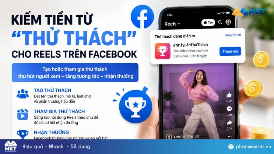 Bỏ túi 8 cách kiếm tiền từ Facebook Reels hiệu quả tại nhà 6 Kiếm tiền từ "Thử thách" cho Reels trên Facebook