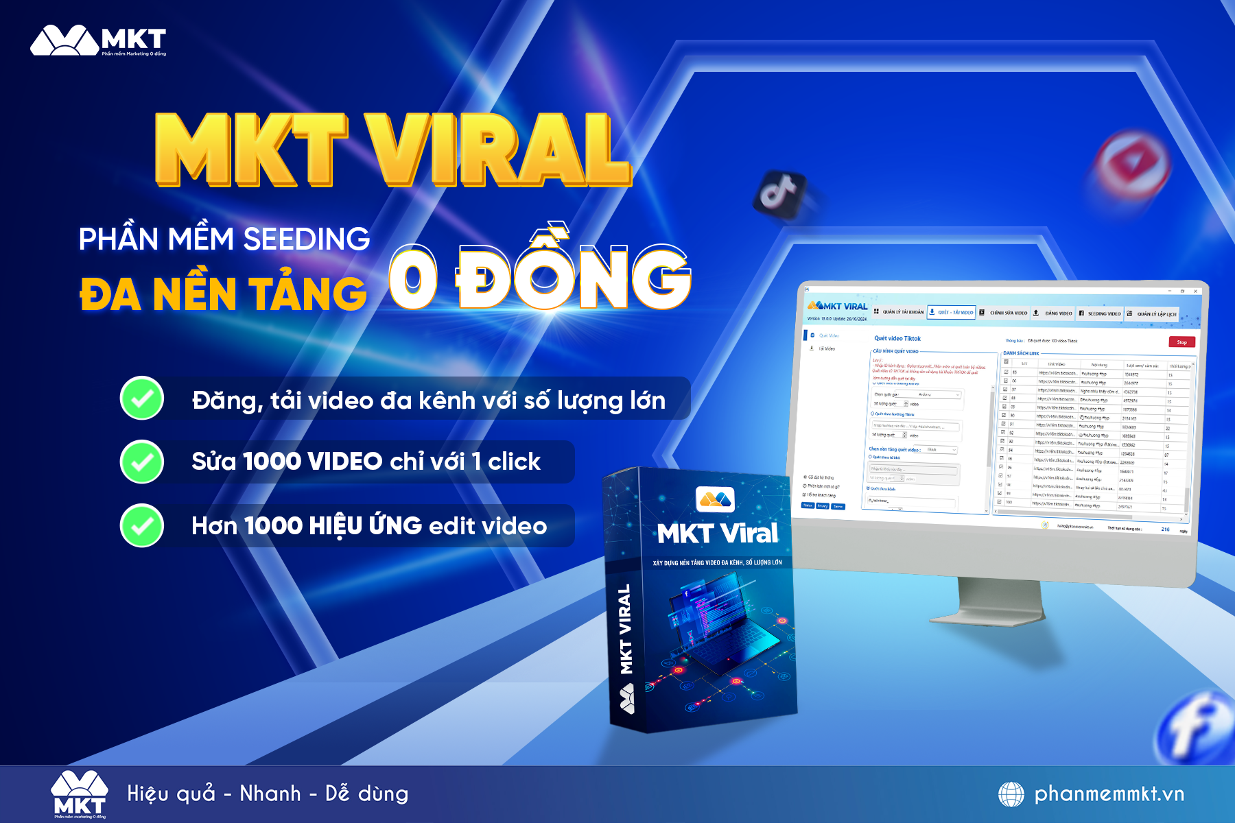 MKT Viral - Phần mềm nuôi nick TikTok, seeding livestream TikTok tự động