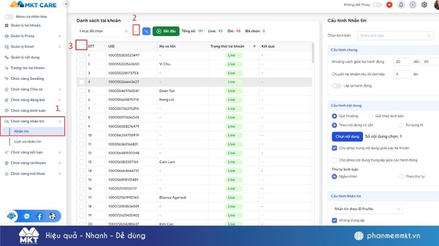 Phần mềm gửi tin nhắn Facebook hàng loạt