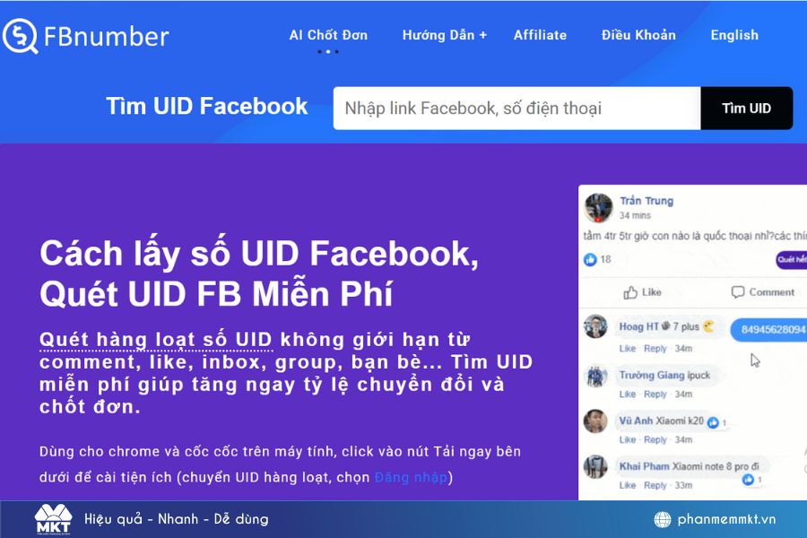 quét uid ra số điện thoại