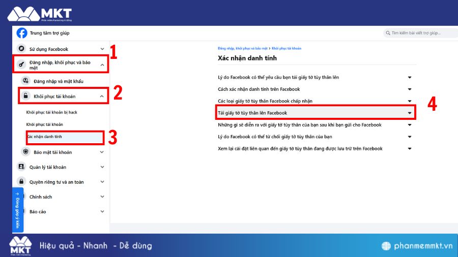 Cách lấy lại Facebook cũ trên máy tinh bằng giấy tờ tùy thân