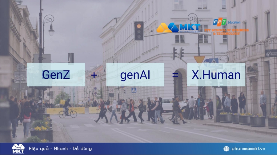 Ông Tiến chia sẻ mô hình "GenZ + genAI + X.Human = Happy Journey cùng AI"