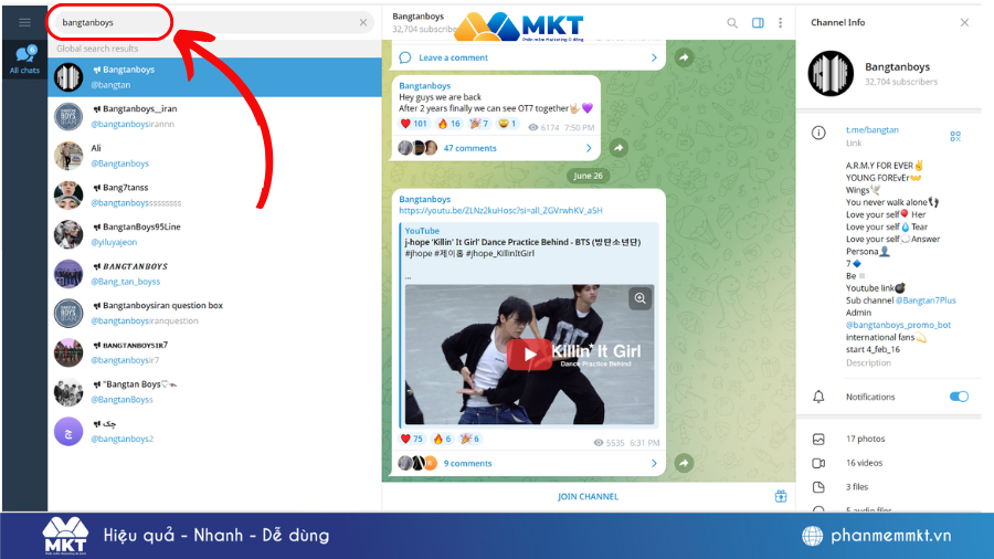 Cách mở chặn hiển thị nhóm chat Telegram trên iphone