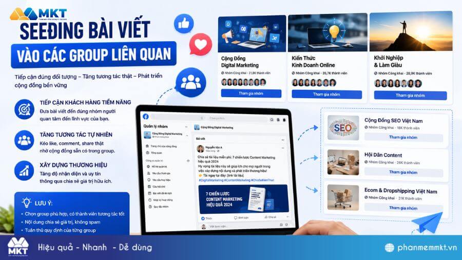 10+ Cách tăng thành viên Group Facebook miễn phí, nhanh chóng nhất 8 Seeding bài viết vào các Group liên quan