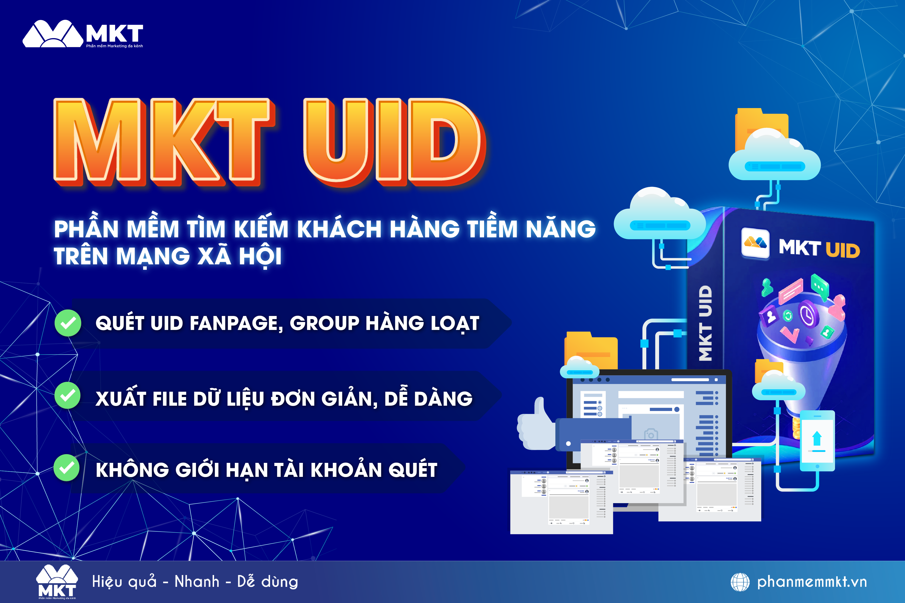 Phần mềm MKT UID - Tổng hợp data khách hàng tiềm năng