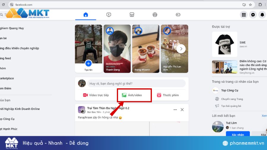 Cách đăng nhiều ảnh lên Facebook trên máy tính