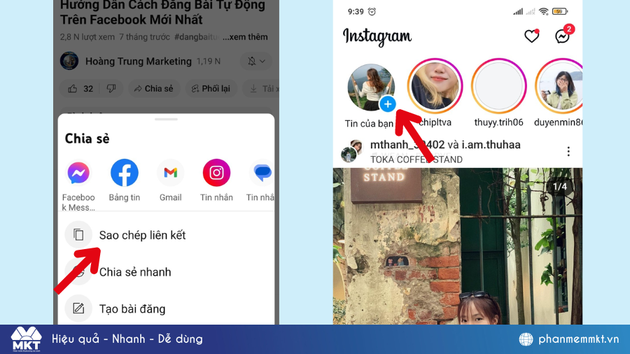 Cách gắn link  YouTube lên story Instagram bằng cách chia sẻ link