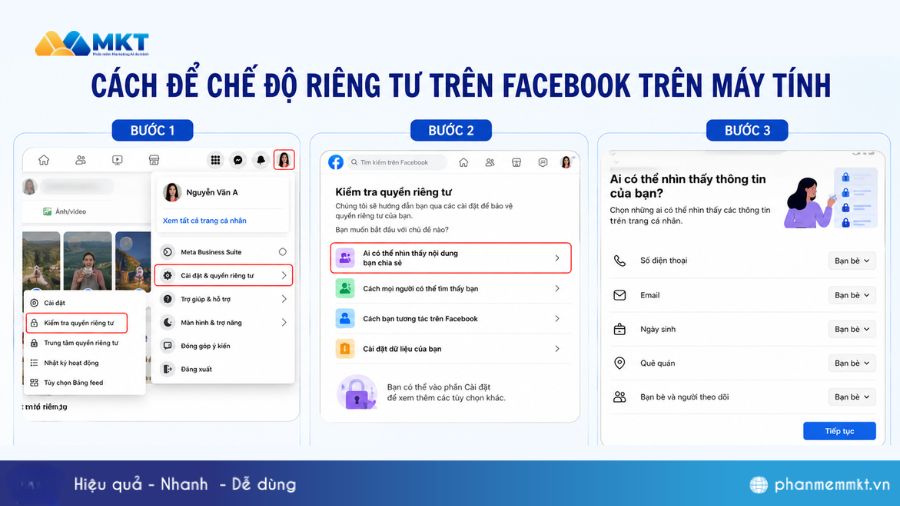 Cách để trang cá nhân ở chế độ riêng tư đơn giản trên điện thoại, máy tính 3 Cách để chế độ riêng tư trên Facebook trên máy tính