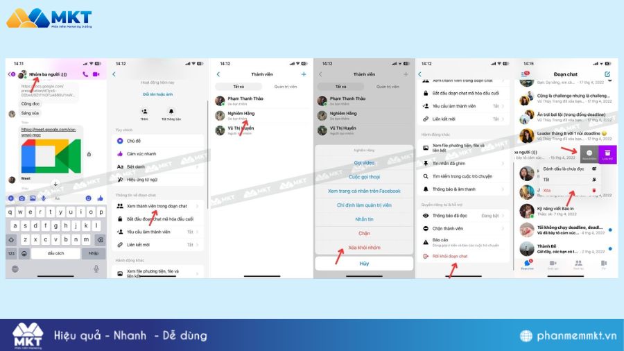Cách giải tán nhóm chat messenger trên iPhone