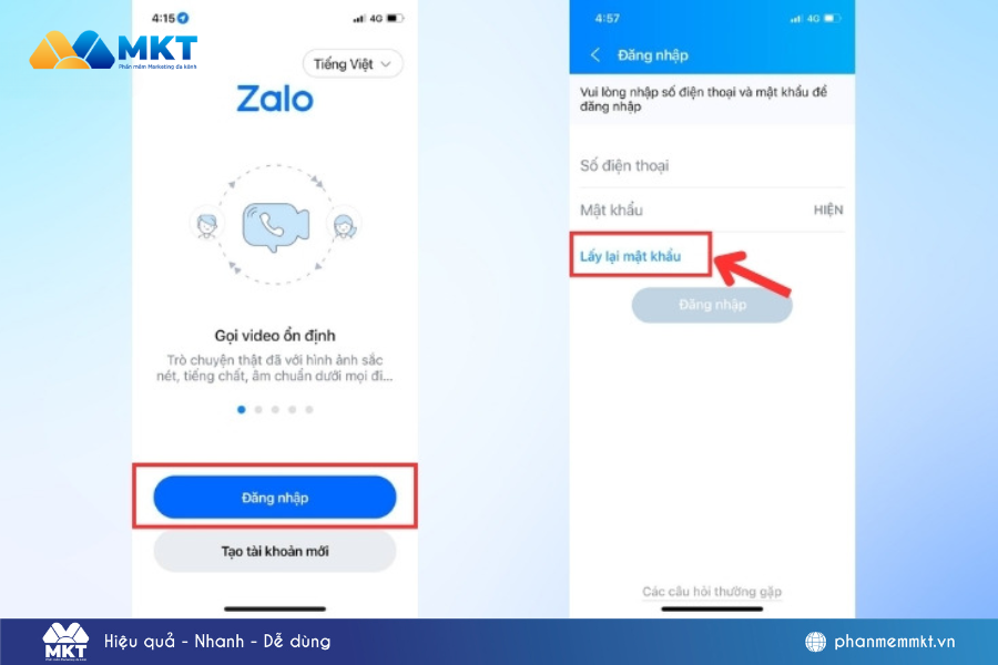 Cách lấy lại mật khẩu Zalo trên điện thoại