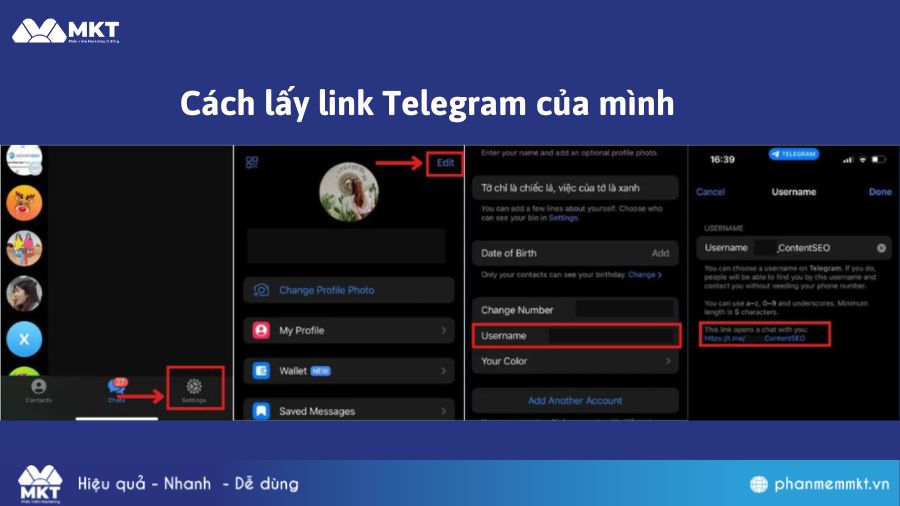 Cách lấy link Telegram của mình
