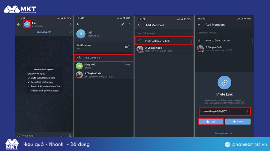 Cách lấy link Telegram trên điện thoại