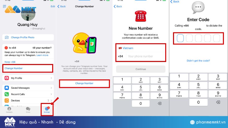 Cách thay đổi số điện thoại Telegram trên iPhone