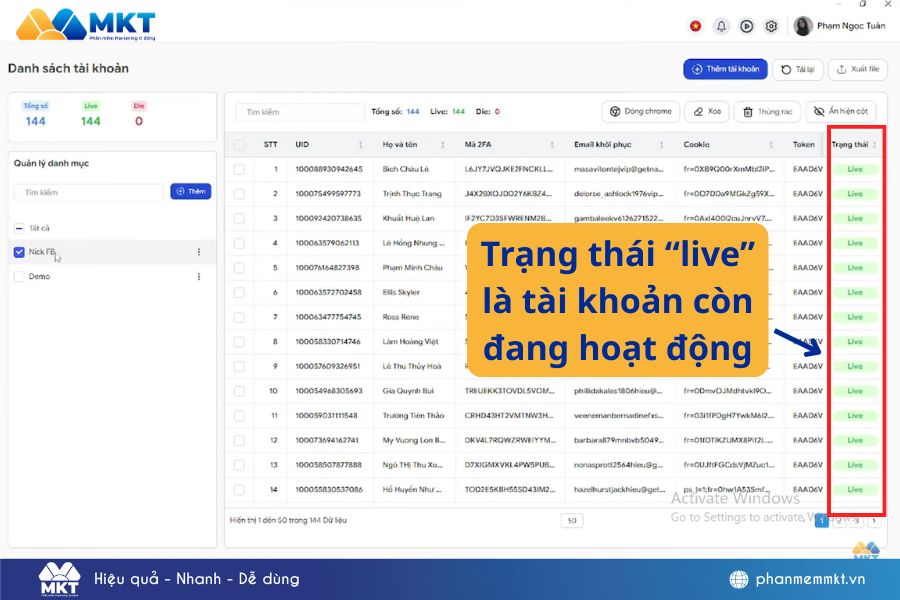 check live UID Facebook