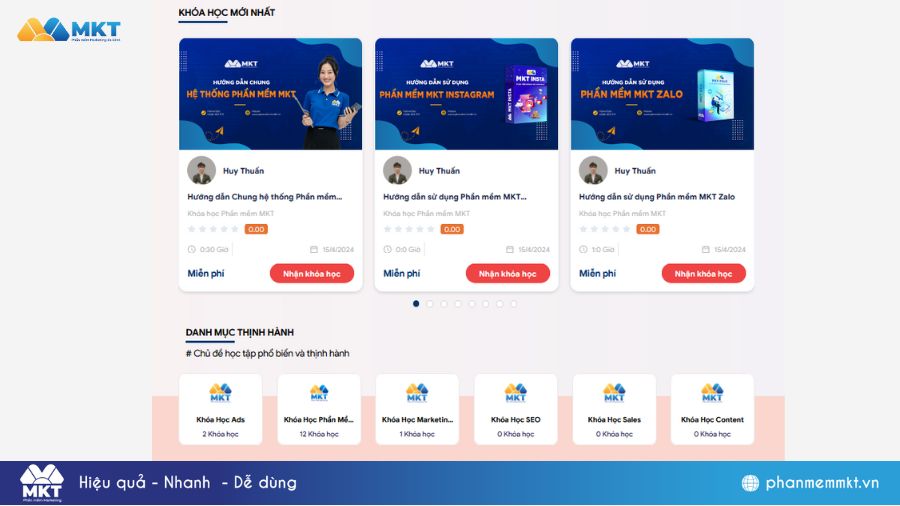 Khách hàng khi mua sản phẩm tại phần mềm MKT sẽ được tham gia các khóa học miễn phí.