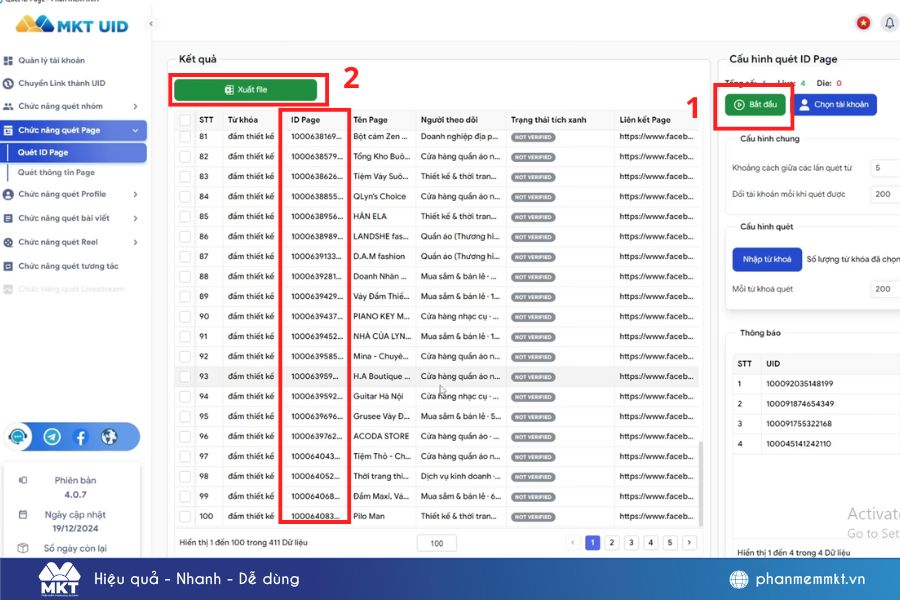 phần mềm quét uid fanpage