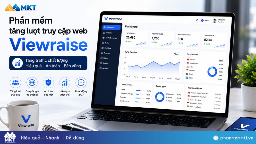 Tham khảo 7 phần mềm tăng lượt truy cập website hiệu quả nhất hiện nay 9 Phần mềm tăng lượt truy cập web Viewraise