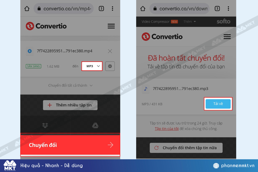 Chuyển video TikTok sang mp3 bằng CloudConvert