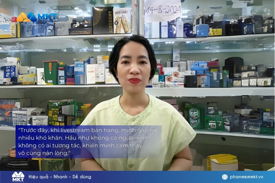 Chị Phương gặp khó khăn khi livestream bán hàng