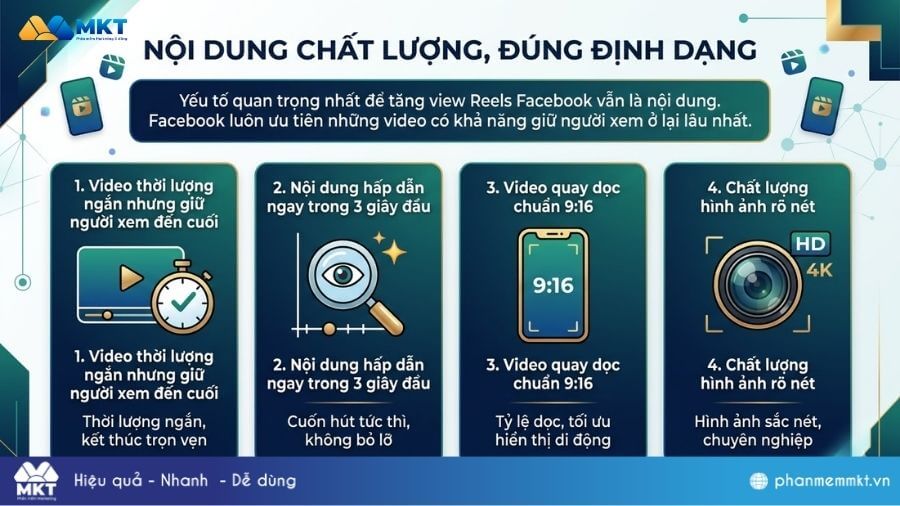 Nội dung reels Facebook chất lượng, đúng định dạng Cách tăng view Reels Facebook hiệu quả: Nội dung chất lượng, đúng định dạng