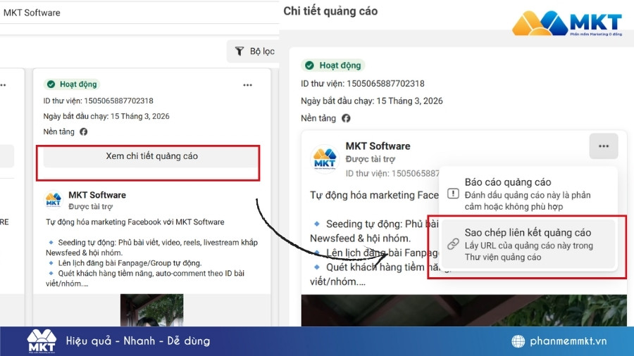 Thư viện quảng cáo Facebook là gì? Cách nghiên cứu đối thủ trên Facebook Ad Library 4 Sao chép liên kết dẫn đến video quảng cáo của đối thủ