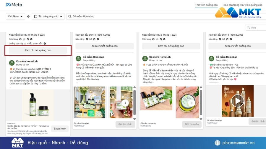 Thư viện quảng cáo Facebook là gì? Cách nghiên cứu đối thủ trên Facebook Ad Library 1 Xem chi tiết quảng cáo để nghiên cứu