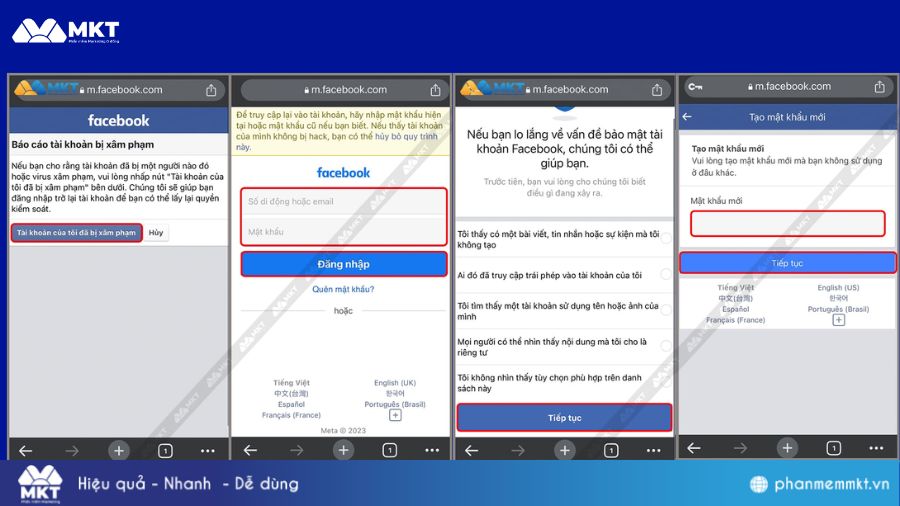 Gửi báo cáo cho Facebook để lấy lại tài khoản