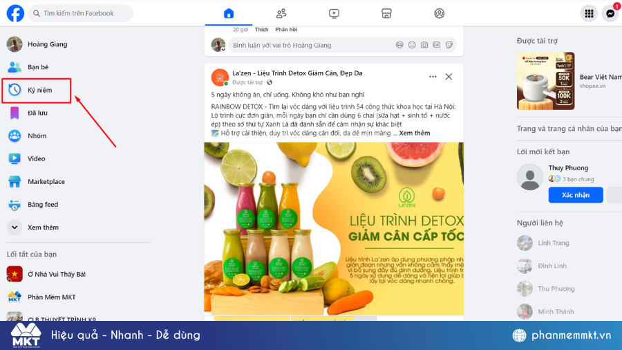 Cách xem kỷ niệm trên Facebook bằng máy tính