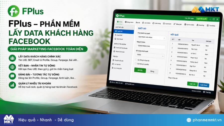 Top 10 phần mềm tìm kiếm khách hàng tiềm năng hiệu quả 4 FPlus – Phần mềm lấy data khách hàng Facebook