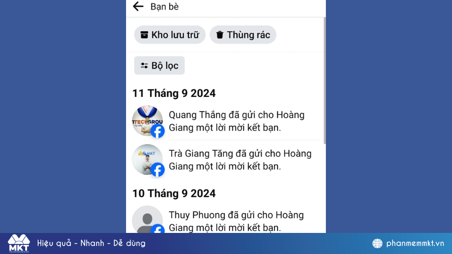 Xem lịch sử kết bạn trên Facebook bằng điện thoại