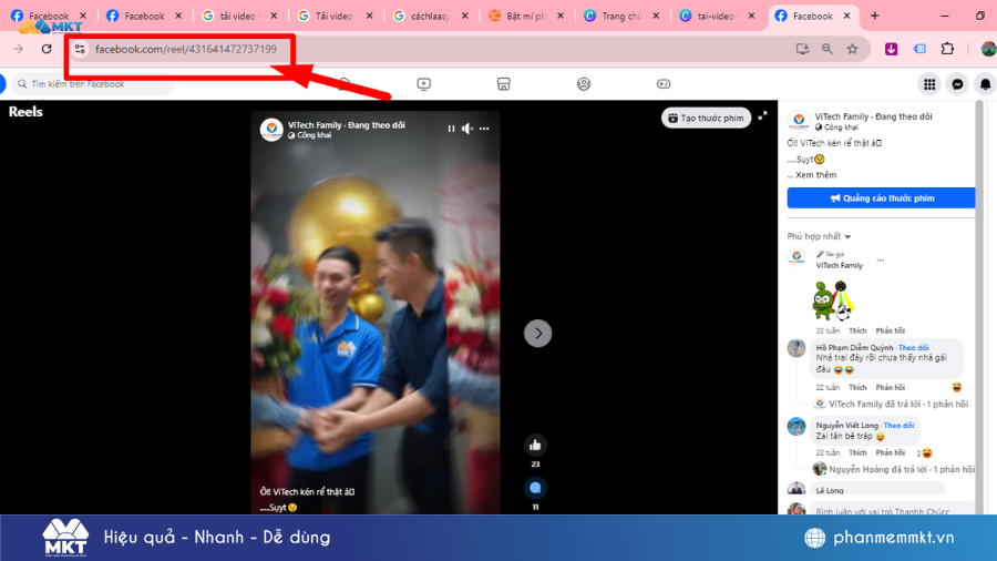 tải video từ comment Facebook