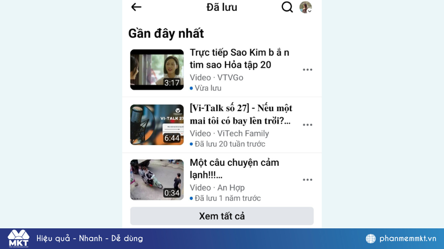 Cách xem lại video đã lưu trên Facebook bằng điện thoại