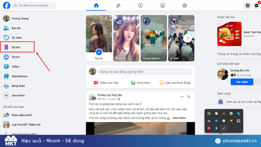 Cách xem lại video đã lưu trên Facebook bằng máy tính