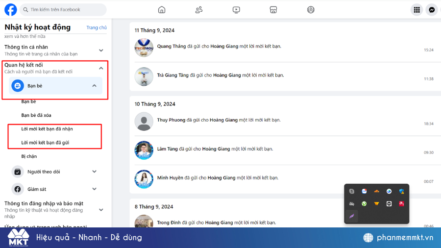 Xem lịch sử kết bạn trên Facebook bằng máy tính