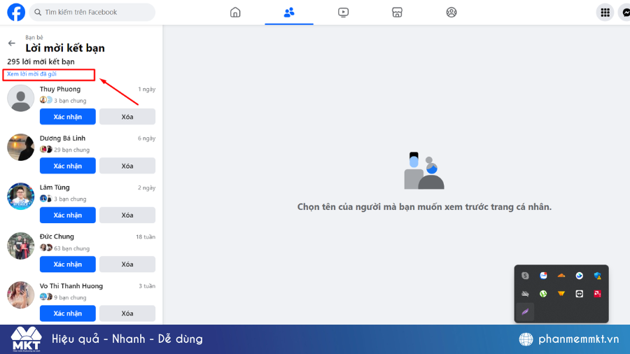 Cách xem lời mời kết bạn đã gửi trên Facebook bằng máy tính