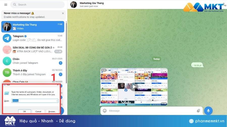 Nhấn tổ hợp phím Windows + R Cách tải video trên Telegram khi bị chặn