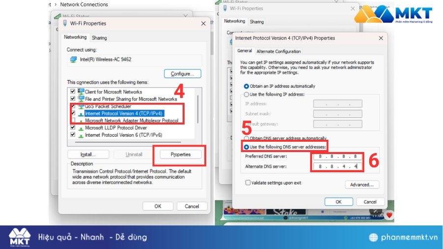 Đổi DNS và nhấn OK Cách tải video trên Telegram khi bị chặn